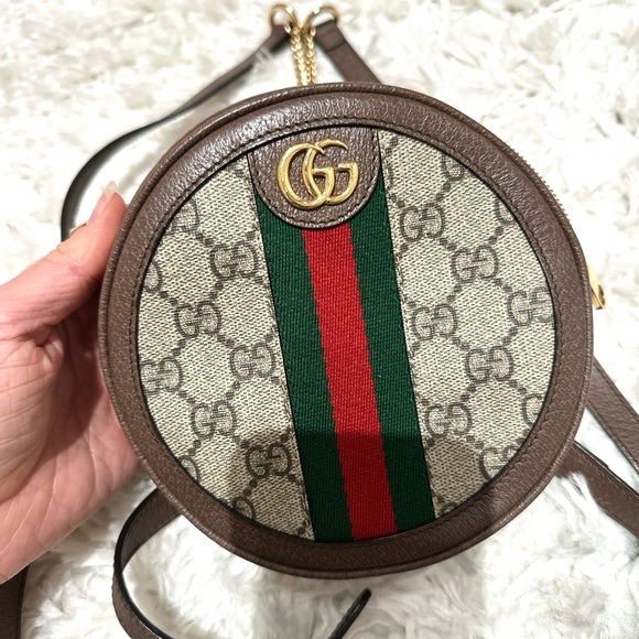 GG Supreme Monogram Web Mini Ophidia Round Backpack Brown - Picture 3 of 9